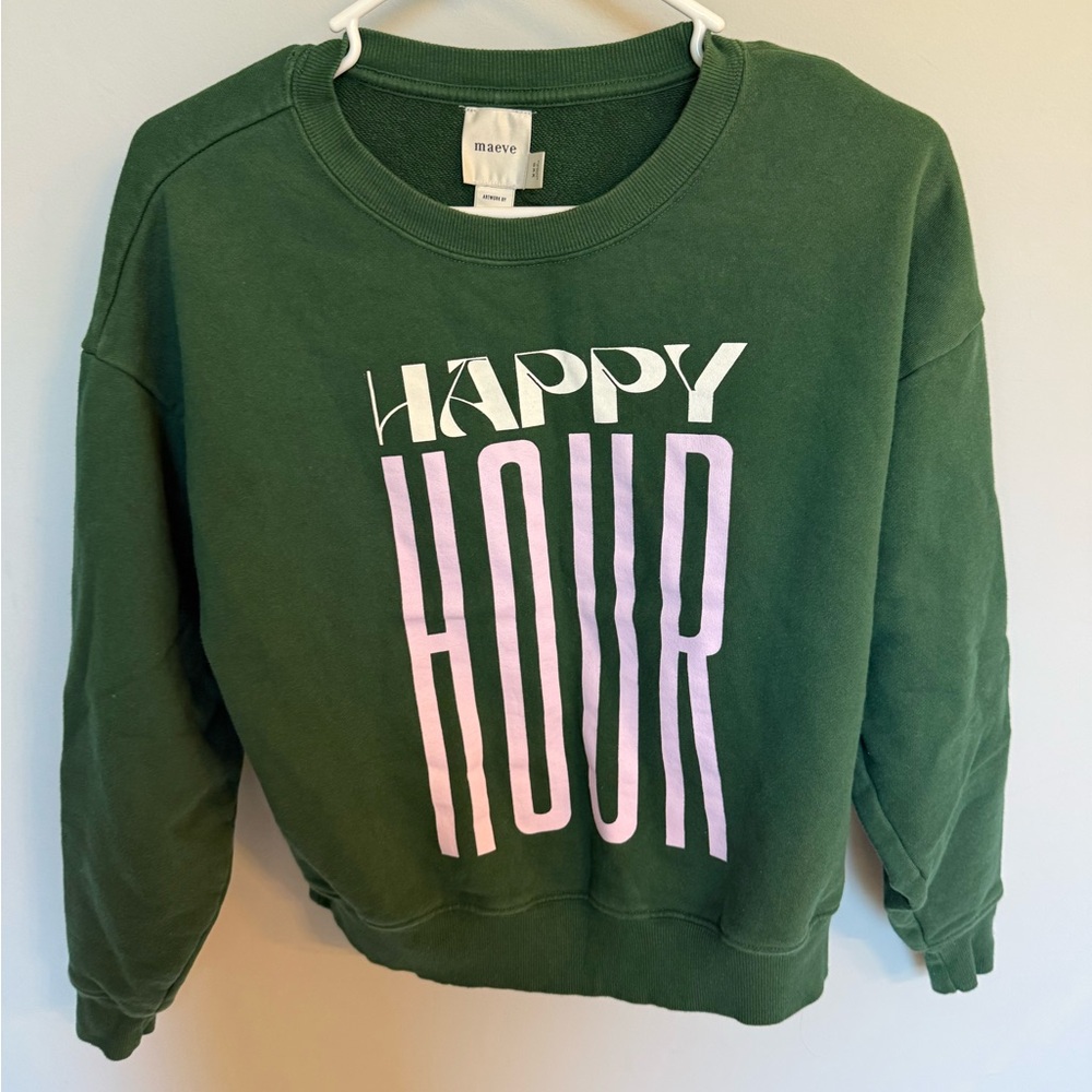 Maeve Forest Green happy hour Graphic Sweatshirt 🍷